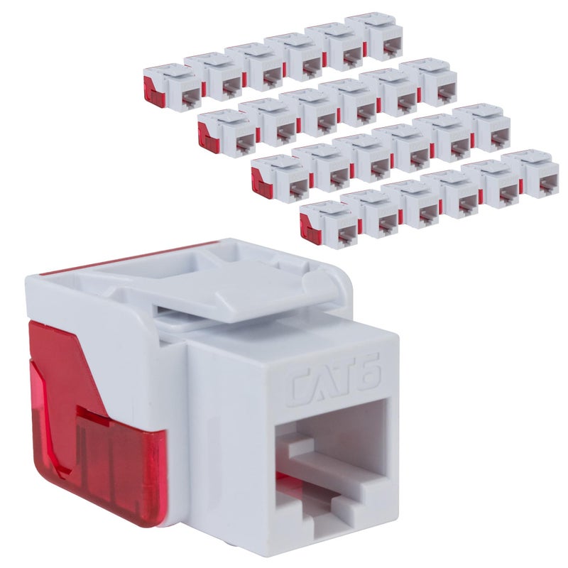 ICC CAT6 Keystone Jack with Inline IDC No Pair Split Wiring (Easier Termination) UL Listed PoE++ TAA Compliant for Wall Plate or Patch Panel, Works with JackEasy Termination Tool, White, 25 Pack - Image 1